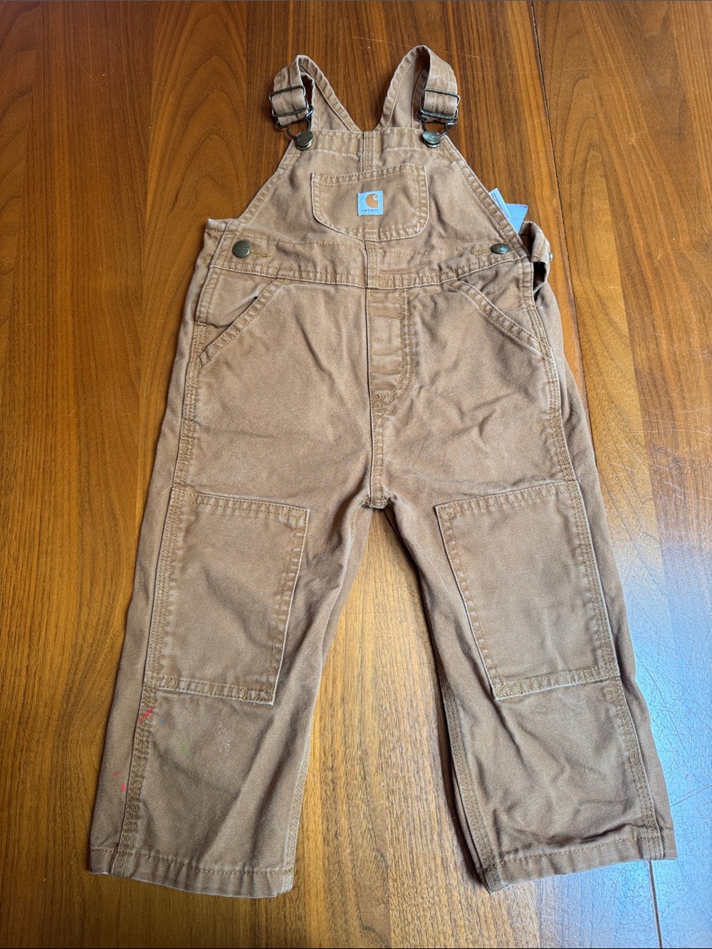 Carhartt Tan Kids Canvas Overalls with Knee Patches